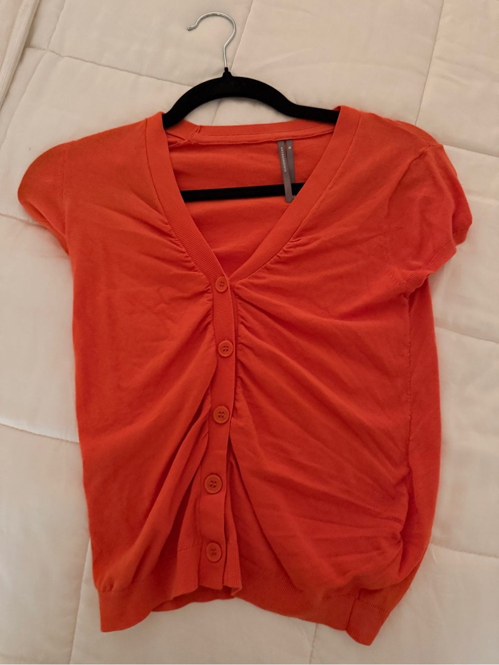 Anthropologie orange short sleeve knit cardigan XS